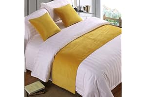 TTIILOE Bed Runners Double Bed Soft Velvet Decor Bedding Cover Yellow Luxury Bedspread Bed Runners for Foot of Bed Bed Scarf Bed End Towel for Hotel Bedroom Wedding Room, 210x50cm