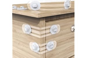 Septeamay 12 Stück Kindersicherung Transparent für Schrank und Schubladen, Prämie Schubladensicherung Baby zum Kleben, Zwei Größe Schranksicherung, Kindersicherung Schubladen ohne Bohren