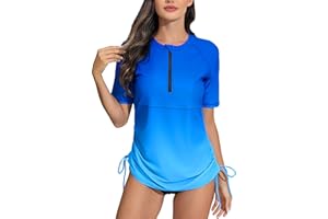 Halcurt Womens Boyleg One Piece Rashguard Swimsuit UPF 50 Zipper Surfing Wetsuit