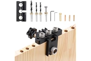 Ampvolts 8/10/15mm gabarit de percage, 3 en1 kit de guide de percage réglable avec clip de positionnement Guide de perçage réglable localisateur de perforateur pour meubles