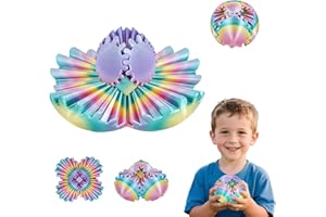 BALKWAN Gear Ball 3D Printed Fidget Toy Spinning Gear Sphere for Stress Relief Anxiety Fun Desk Toy for Adults Kids Stocking Filler Birthday Christmas White Elephant Gifts (Lustrous Rainbow, Diameter: 3.3 In)