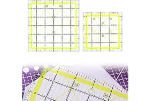 TYVOM 2 Pcs Quilting Rulers,Clear Acrylic Sewing Ruler Creative Grids Rulers for Quilting 4.5Inch & 6 Inch Fabric Cutting Rulers for Diy Crafts Patchwork and Precision Cutting