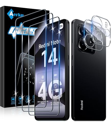 Xunzii Pellicola Vetro Temperato per Xiaomi Redmi Note 14 4G, con Protezione Lente Fotocamera, 0,33mm Ultra Trasparente [Durezza 9H Anti Graffi] Protezione Schermo Pellicola Protettiva