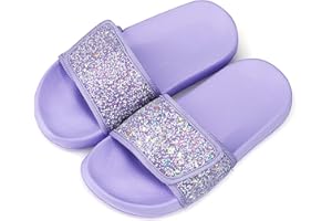 WYSFLY Ciabatte con glitter per ragazze Ciabatte estive moda Sandali con scivolo antiscivolo Scarpe da piscina da spiaggia leggere per interni ed esterni