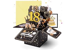 OFFCUP 18 Ans Carte d'anniversaire, Pop-up 3D 18e Carte Anniversaire, Carte de Voeux Joyeux Anniversaire avec Enveloppe Cadeau de Anniversaire Créatif pour Homme Femme Famille Amis