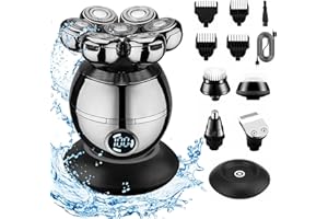 Rasoir Electriques Hommes, BelonLink 7D 5 en 1 Rasoir à Tête Chauve Rasoir Cheveux Rasoirs à Têtes Rotatives Professionnelle, 7 têtes Flexibles, LCD Affiche, Barbe Corps Nez Tête et Visage