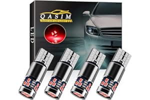 Qasim 4pcs T10 501 LED Bulbs Red W5W 194 168 Canbus No Error 2016-18SMD 450 Lumens for Car Side Lights Interior Dome Map Door Courtesy Number Plate Lights