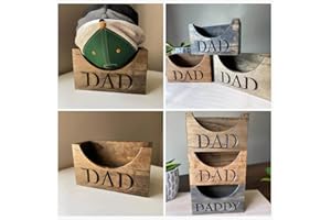 VIPOMKOWA Desktop Storage - Vintage Wooden Hat Rack, Baseball Caps Organizer Holder, Small Accessories Wooden Shelf Storage Display Rack For Dad, Personalised Father's Day Gift from Daughter Son