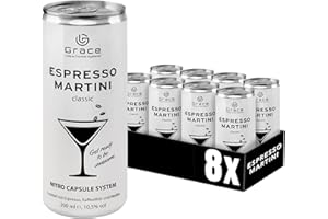 GRACE UNIQUE COCKTAIL SYSTEMS Grace Espresso Martini Dose (8 x 200 ml inkl. Pfand) – der legendäre Cocktail perfekt gemixt dank innovativem Kapselsystem – Kaffeelikör Espresso Martini