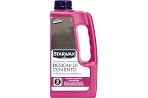 STARWAX - Decapante solvente residui di cemento - Pulisce le tracce di cemento, ruggine, risalite calcaree - Uso interno ed esterno - Formula concentrata - Prodotto in Francia -1l - 15 - 20m²