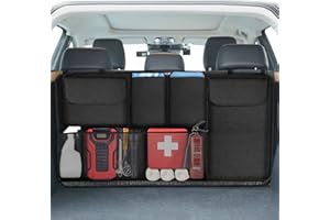 EZILIF Organizador de maletero para coche, gran bolsa para el maletero con hebillas elásticas y velcro, organizador de coche, resistente a desgarros y olores neutros (compatible con asiento de piel)