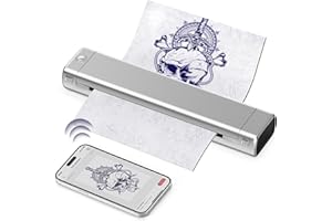 Odaro M08F Bluetooth Thermal Tattoo Printer - Portable Wireless Tattoo Stencil Machine with Smartphone & Laptop, Inkless Mobile Printer for DIY Tattoo Stencils (Sliver)
