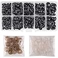 Akozon Puppenaugen Set 100 Stück - 6/9/10/12mm Sicherheitsaugen Mit Unterlegscheiben Für DIY Plüschtiere