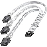 Fasgear Przedłużacz PCI-e 5.0, 16-pinowy (12+4) męski do PCI-E 5.0 3 x 8-pinowego żeńskiego, kabel z 4 grzebieniami do kabli,