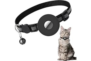 RUNMEIHE Katzenhalsband für Airtag, Reflektierendes Katzenhalsband mit Glocke und Sicherheitsschnalle, kompatibel für Apple Airtag, Kätzchenhalsband mit Airtag-Halter Wasserdichtem Verstellbar 22–35 cm