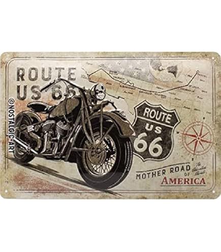 Nostalgic-Art Retro Blechschild Route 66 – 20 X 30 Cm, Metall, 3D-Motivprägung, Made In Germany