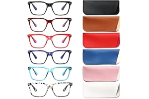 ‎COJWIS COJWIS 6 Pack Lesebrille Damen Herren Blaulichtfilter Brille Anti-Müdigkeit Computerbrille Gaming Schutzbrille und Großer Rahmen Lesehilfe (6 Farbe Mischen, 2.50, multiplier_x)