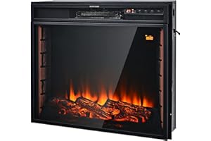 GiantexUK 19’’/25” Recessed Electric Fireplace, 1500W/1800W/2000W Wall Mounted Freestanding Fire Heater with 1/3/7 Flame Color, 4/5 Brightness, Timer & Remote Control (1000W/2000W, 25”/64cm)