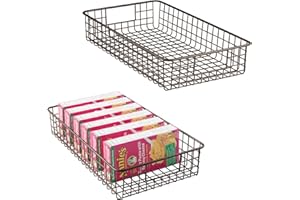 mDesign Steel Wire Basket - Set of 2 - Kitchen Wire Basket for Storage on The Worktop, Kitchen and Pantry - Practical Basket Tray for The Cabinets - Bronze
