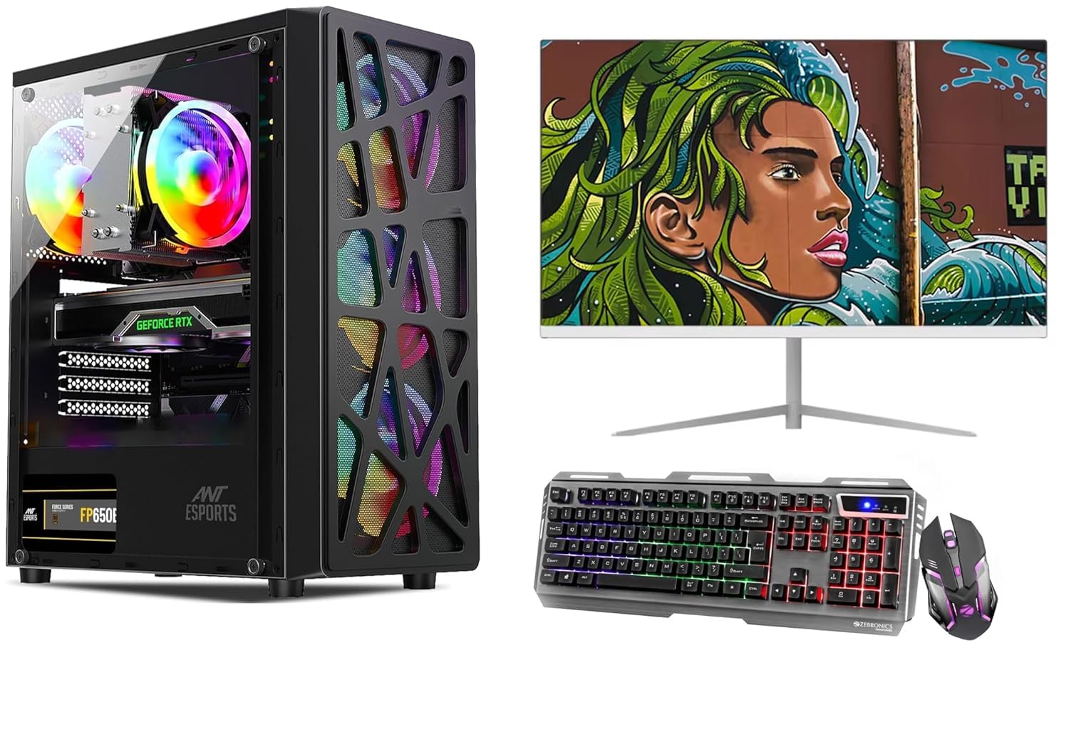 KRYNORCXY Gaming Pc Desktop Computer Full Set Core I7 3770 |16GB Ram |Windows 10| GT 4GB 730 DDR5 Graphics Card with 22inches led Monitor RGB Keyboard Mouse Wi-fi Ready to Play (512GB SSD/1TB HDD)