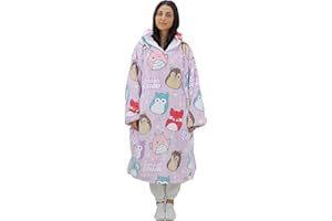 Character World Hugzee übergroßes tragbares Kapuzen-Fleece | Super warmes und gemütliches Sherpa-Futter, Squishmallows-Design