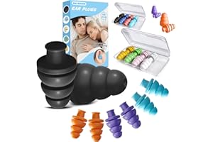 WAYERSEN Silicone Ear Plugs for Sleeping Noise Cancelling, 10 Pairs Reusable Earplugs for Sleeping, Concert, Snoring, Travel, Work, 10 Colors, 33dB SNR