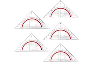 FESSOSKO 5 Stück Geometrie Dreieck, Geodreieck Set aus Hartplastik, Kleines Geodreieck Multifunktional, Geodreieck Flexibel für Schüler Lehrer Künstler, Transparent, 14cm