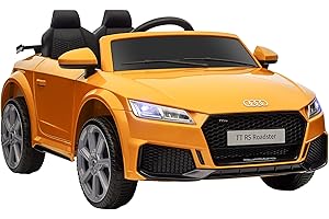 HOMCOM Audi TT RS Licensed 12V Kids' Electric Ride on, Electric Car for Kids with Parental Remote Forward Reverse, Lights, Horn, Music, MP3 Player, Seatbelt, Yellow