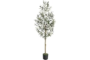 HAUSPROFI 5FT Artificial Olive Tree, 150cm Tall Faux Olive Plants, Artificial Fake Plants with Lifelike Leaves, Natural Wood Trunk, Fruits, Suitable for Home Living Room Corner Office Decor (150CM)