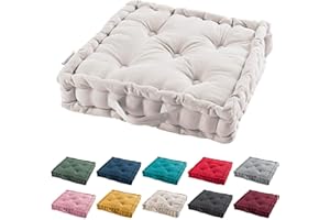 TIENDA EURASIA TIENDAEURASIA® Cojines de Suelo - 100% Algodón Lisa - Ideal para Sillas, Bancos, Palets, Suelos - Uso Interior y Exterior (Blanco, 60)