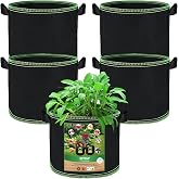 OFFCUP Grow Bags, 5 Pieces 11L Non-Woven Fabric Plant Bags with Handles, Breathable Fabric Plant Bags for Potatoes Tomato Pep