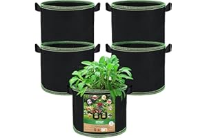 OFFCUP Bolsas de Cultivo, 5pcs 11L Bolsas de Tela no Tejida para Plantas con Asas, Transpirables De Tela Bolsas para Plantas para Patatas Tomateras Pimiento Fresas Jardinera Exterior (Negro)