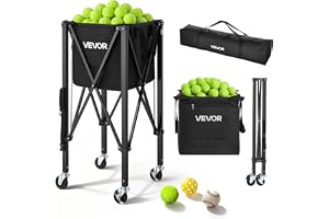 VEVOR Vagn tennisbollshållare kapacitet 150 bollar med hjul | Vikbart bladkorg, lätt aluminiumkonstruktion, bärbar förvarings