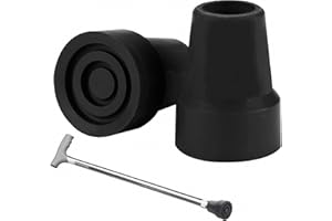 VNDKGN 2Pcs Walking Stick Rubber Ends,Heavy Duty Non-Slip Ferrules for Walking Sticks,Stable crutches rubber ends,TPR Material Cane Tips Replacement,Durable Rubber Tip for Elderly Walkers&Hiking Sticks,Black