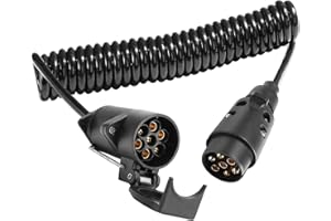 AgriShop Spiralkabel Anhänger 7-Polig 12v 2.4m,Anhänger Verlängerungskabel 7Polig mit Anhänger Stecker Steckdose, Spiralkabel Landwirtschaftliches 7pol Kabel,7-Polig,Anhänger Kabelleitung 7 auf 7