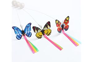 Vealind Butterfly Remplacement 3 pièces Jouet interactif pour Chat intérieur, électrique Rotatif Teaser Butterfly Recharge 360 ° électrique Rotatif Jouet Papillon