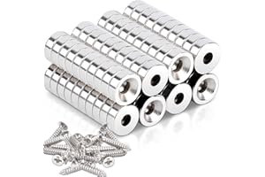 MAGXCENE 80pcs Aimant Puissant Aimant Rond, Aimant Néodyme 8x3-3mm Aimants Puissants avec Trou Evasé Aimants Frigo, Petit Aimant Ronds Percés vis rondelles Base pour Industriel Science and laborory