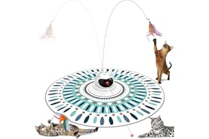 Spessn Jouet interactif pour chat - 3 en 1 - Avec plumes - Rechargeable - Point rouge - Jouet électrique pour chats de tous âges