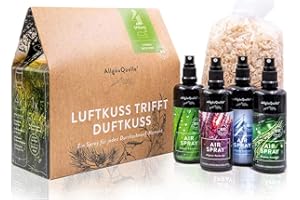 ‎ALLGÄUQUELLE NATURPRODUKTE AllgäuQuelle® Bio Airspray-Set mit 100% Bio-Duftölen. ✓ Allgäuer Erfrischung ✓ Allgäuer Naturluft ✓ Allgäuer Atemwohl ✓ Allgäuer Nachtruhe inkl. Bio-Duft-Säckchen | Natürliches Bio Raumduft-Set