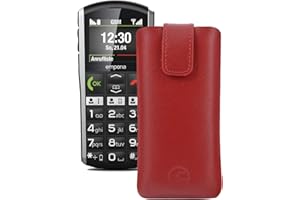 Favory Tasche Etui kompatibel mit Emporia Simplicity Hülle aus echtes Leder Schutzhülle (Lasche mit Rückzugfunktion) in rot