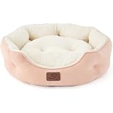 Bedsure Large Washable Cat Bed &ndash; Round Non-Slip Interior for Kittens and | Round Non-Slip Indoor for Kittens and Puppies, Cat