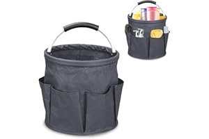 Ruaizel Cleaning Caddy with Handle, Foldable Cleaning Caddy Organiser, Cleaning Bag for Garden Small Tools Bag,Multi pocket Craft Universal (Dark gray)