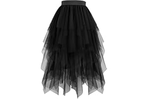 Hanpceirs Damen Tüll Röcke High Low Layered Puffy Fee Röcke A-Linie Midi Rock Unregelmäßiger Tutu Rock