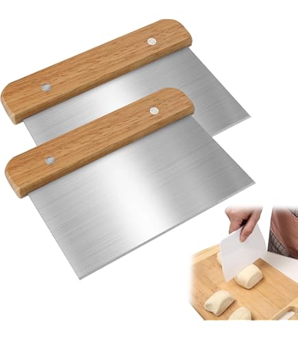 Raschietto Per Pasta In Acciaio Inox - 2 Pezzi Con Manico In Legno, 15 Cm - Foto 2