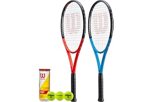 RACKETWORLD Wilson Tour XP 103 Lot de 2 raquettes de tennis en graphite et 3 balles Wilson Championship