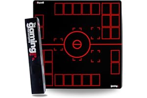 THE GAMING MAT COMPANY GMC Deluxe XL 2 Player Black & Red Gaming Mat Compatible for Pokemon Trading Card Game Stadium Board Playmat for Compatible Pokemon Trainers - Waterproof Card Gaming Mat