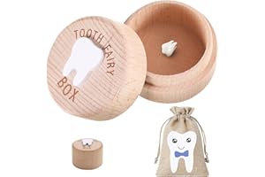 PSFYRN Tooth Fairy Box, Tooth Fairy, Wooden Tooth Storage Box with Tooth Fairy Bag for Lost Teeth,3d Carved Cute Baby Tooth Fairy Box,Personalised First Tooth Keepsake Box for Kids (Boy)