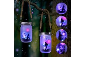 Adiwo lanternes solaires pour extérieur,Lot de 2 Mason Jar Solaire Lampe,IP55 Étanche LED Pot Mason Solaire Féerique,Livré avec 4 morceaux de carton PVC pour Patio Pelouse Jardin Décoration (couleur)