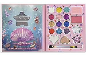 MAIANY Set di ombretti a sirena, per bambini, non tossici, colori glitterati con specchio, regalo per Halloween e principessa