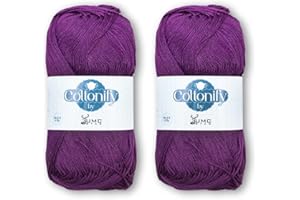 Cottonify Ne 6/4 Pack of 2 100% Combed Cotton Mercerized Crochet and Knitting Yarn| Medium Weight | Gassed & Mercerized Soft Yarn – 186 Yd 100 Grams per Ball | (2, Dark Purple 102)
